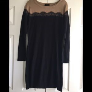 AB studio color-block lace sweater dress